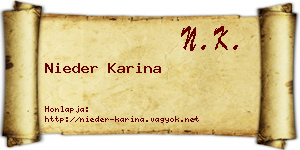 Nieder Karina névjegykártya